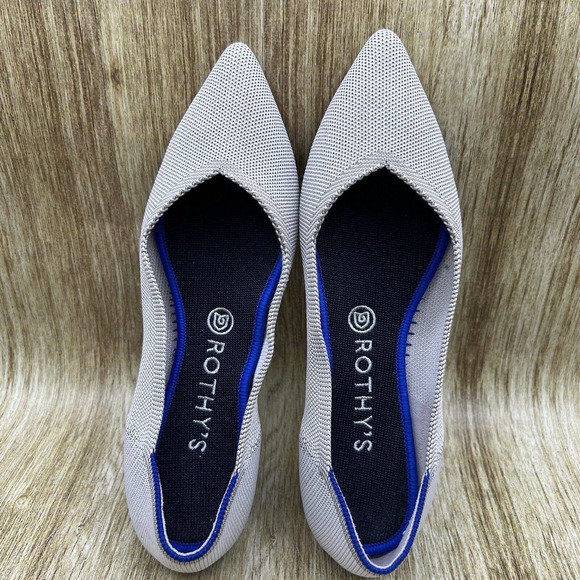 Rothys The Point Flax Birdseye Gray Slip On Ballet Flats Shoes Women's Size 9 - Picture 5 of 8